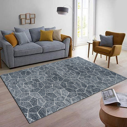 Babylon Thunder rug styled in a living room