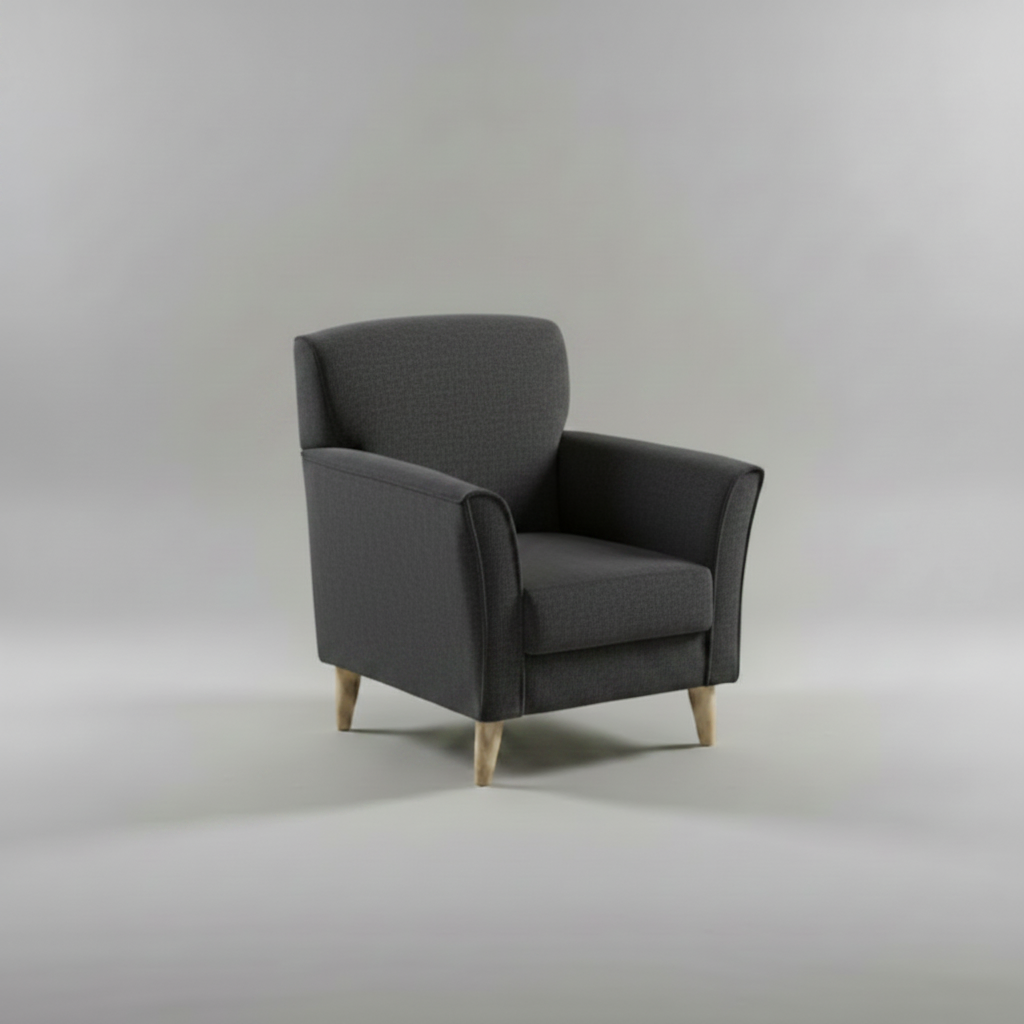 Gray armchair on a light gray background