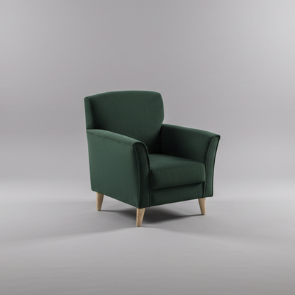Green armchair on a gray background