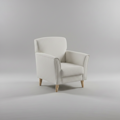 Light gray armchair on a plain gray background
