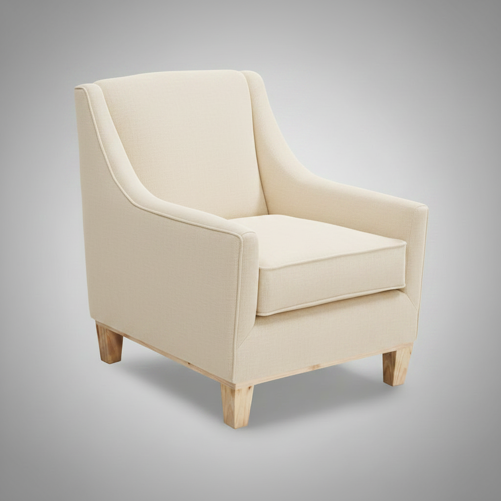 Beige armchair on a gray background