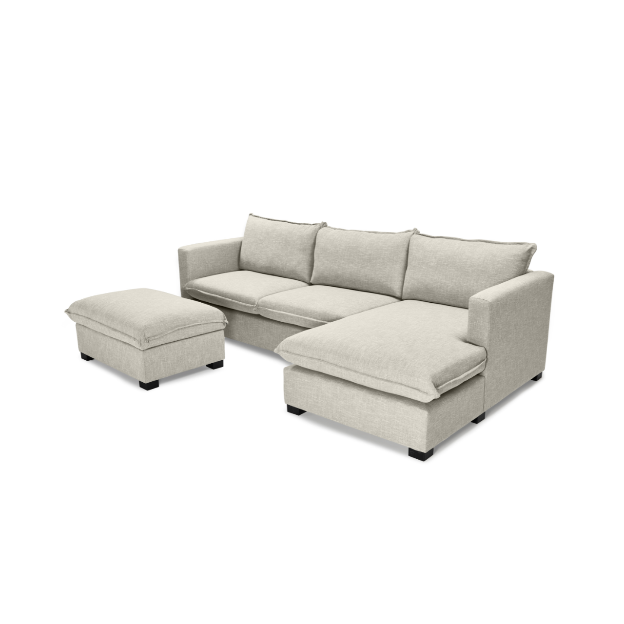 California Daybed with L-shape corner and loose ottoman, ideal for versatile lounging in beige colour.
