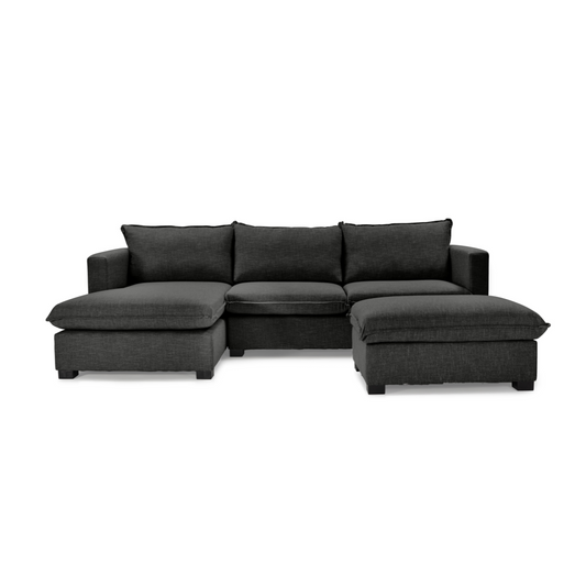 California daybed corner unit is custom charcoal colour front view