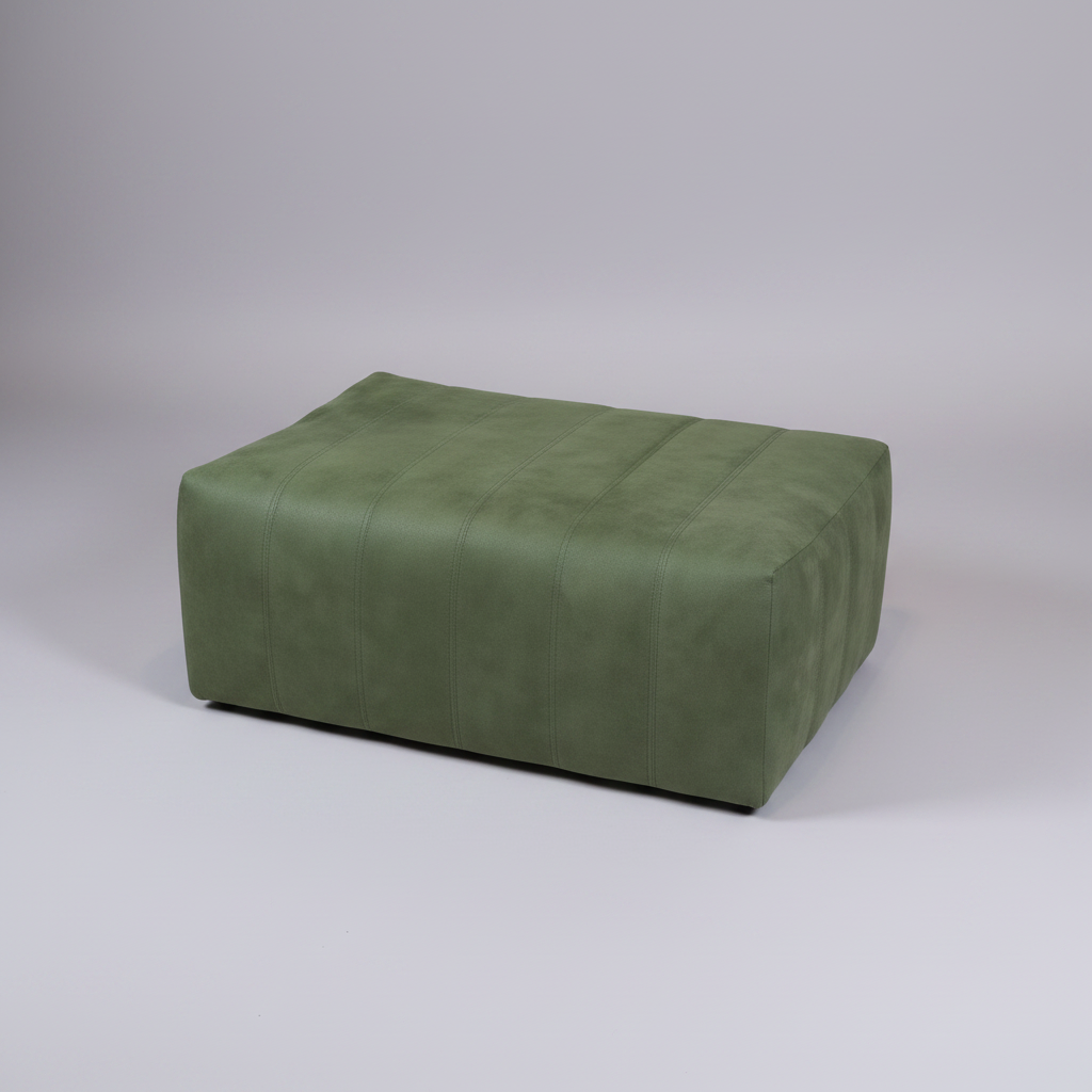 Green rectangular ottoman on a light gray background
