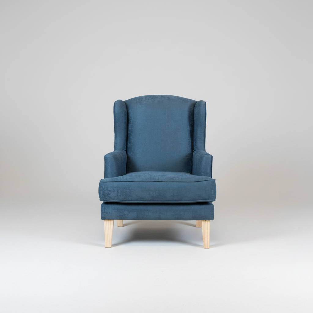 Blue armchair on a white background
