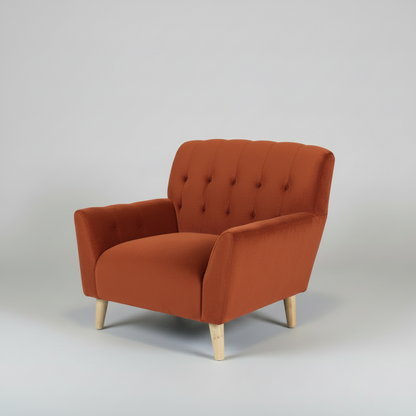 Rust armchair on a light gray background