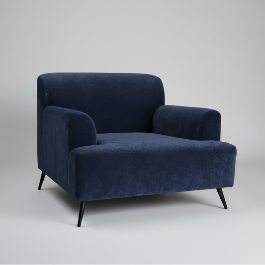 Blue armchair on a gray background