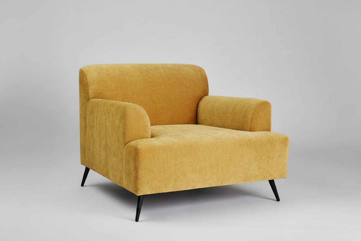 Yellow armchair on a gray background