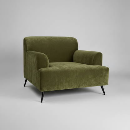 Green armchair on a gray background