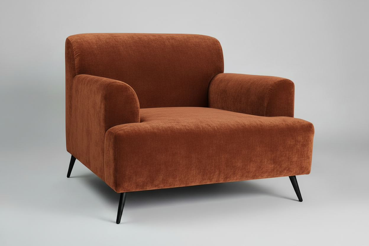 Brown armchair on a gray background