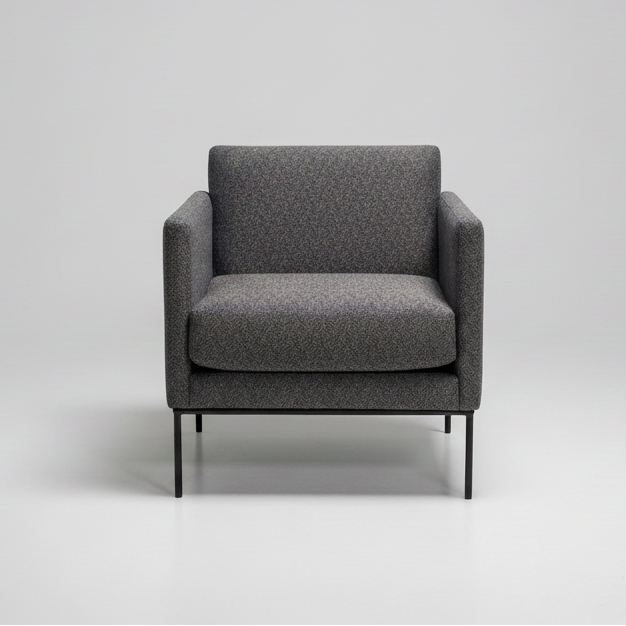 Gray armchair on a light gray background