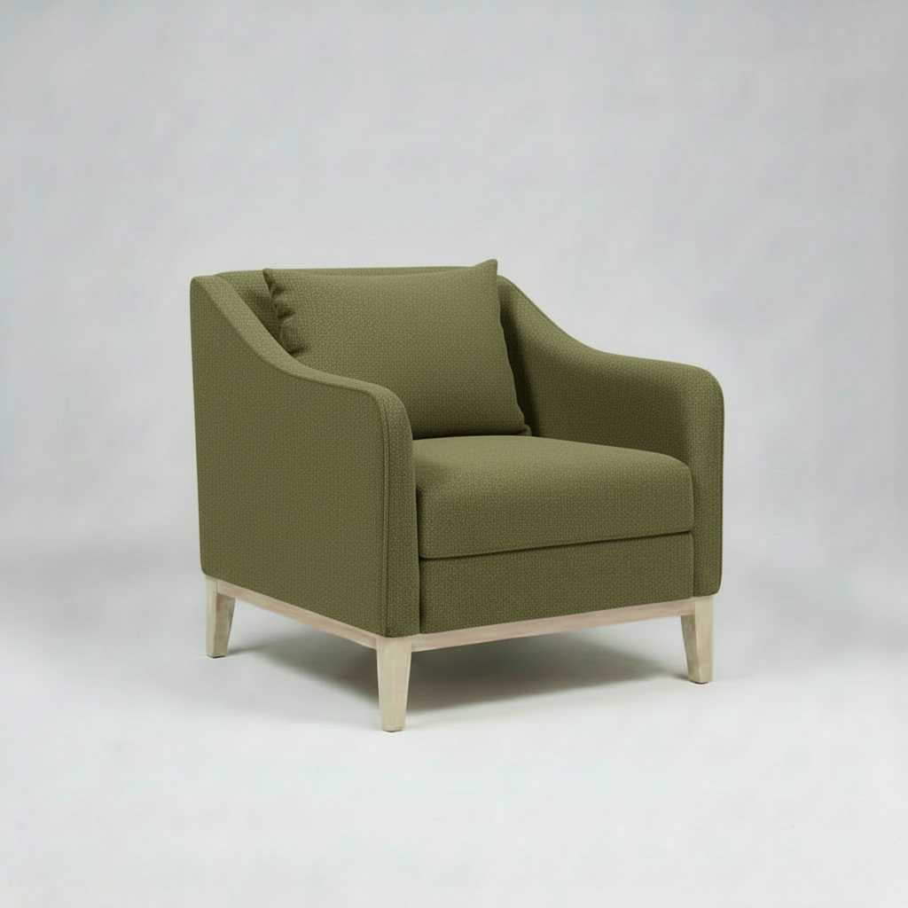 Green armchair on a white background