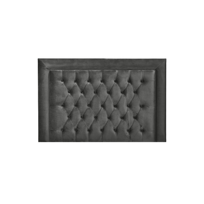 Luxurious headboard with deep button detailing and a framed design, ideal for a sophisticated bedroom.