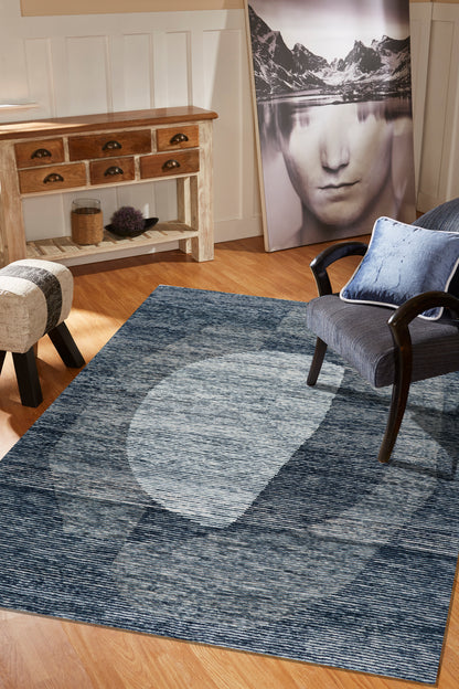 Equinox Storm rug styled in a living room