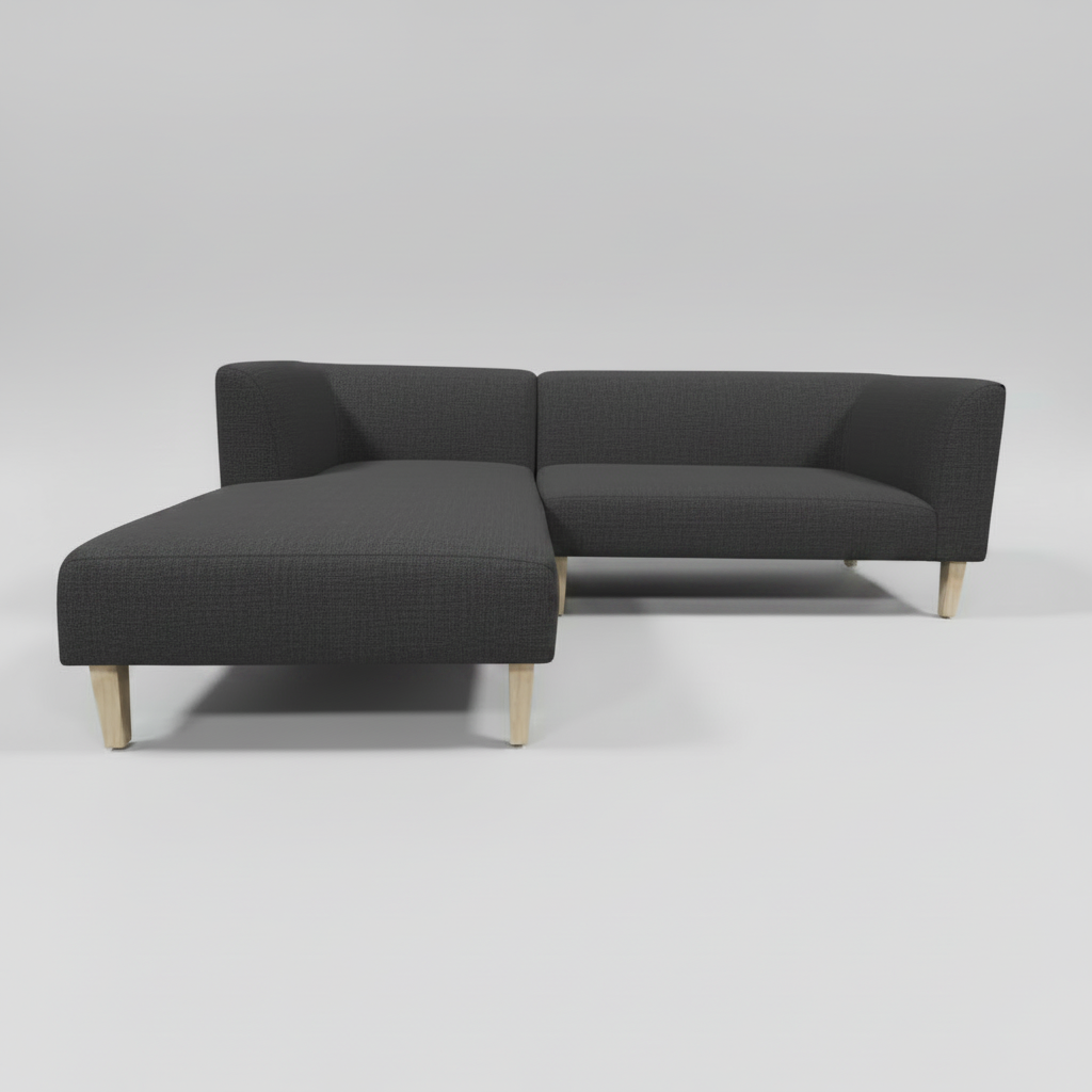 Gray sectional sofa on a white background