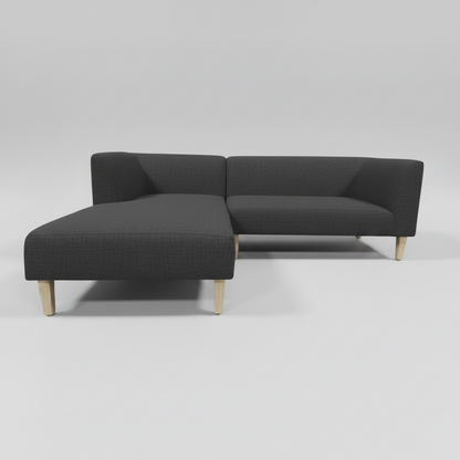 Gray sectional sofa on a white background