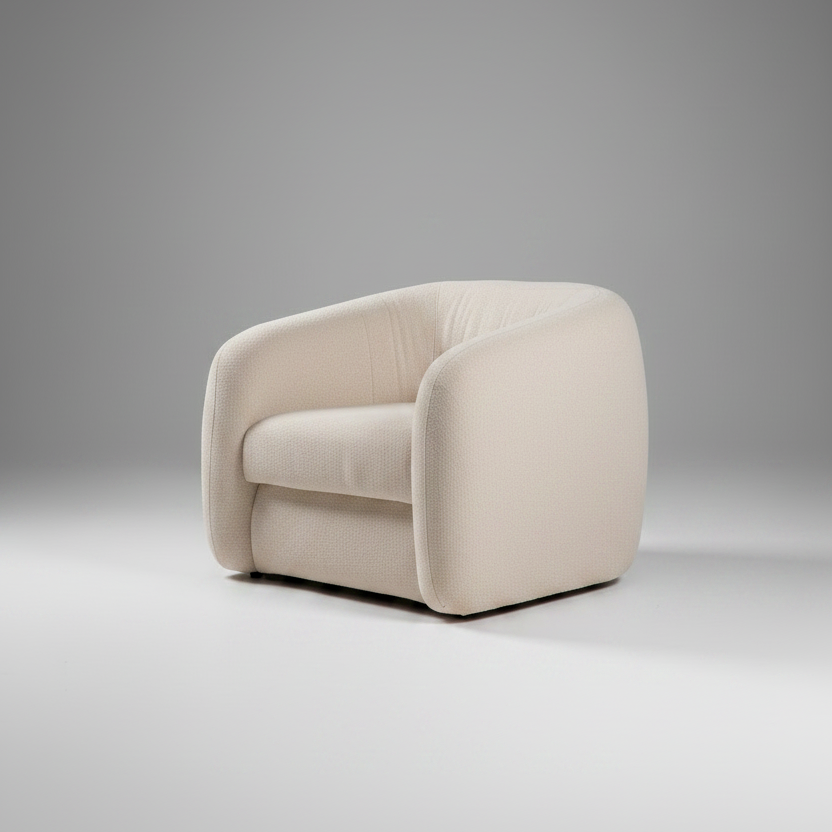 Beige armchair on a gray background
