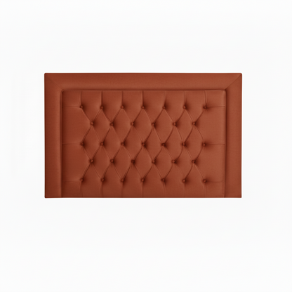 Beige tufted headboard on a white background