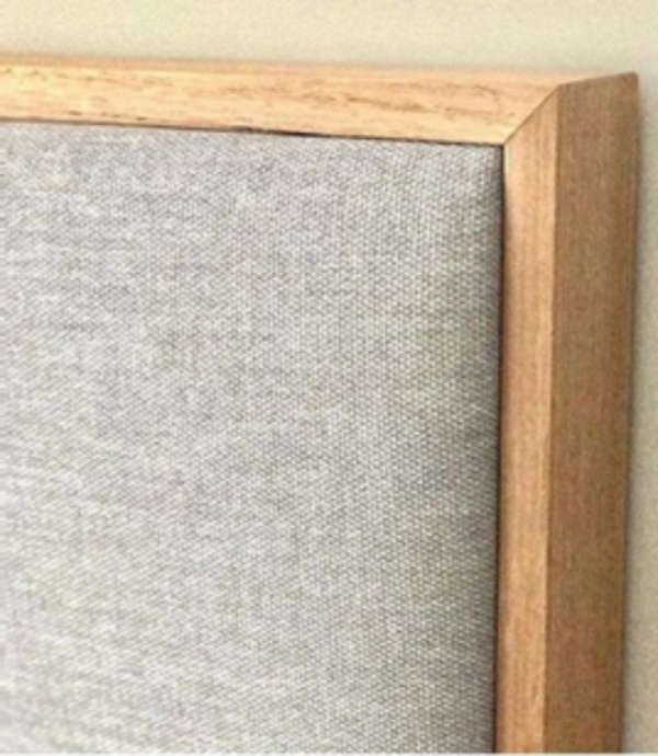 Close-up of an upholstered headboard wooden frame