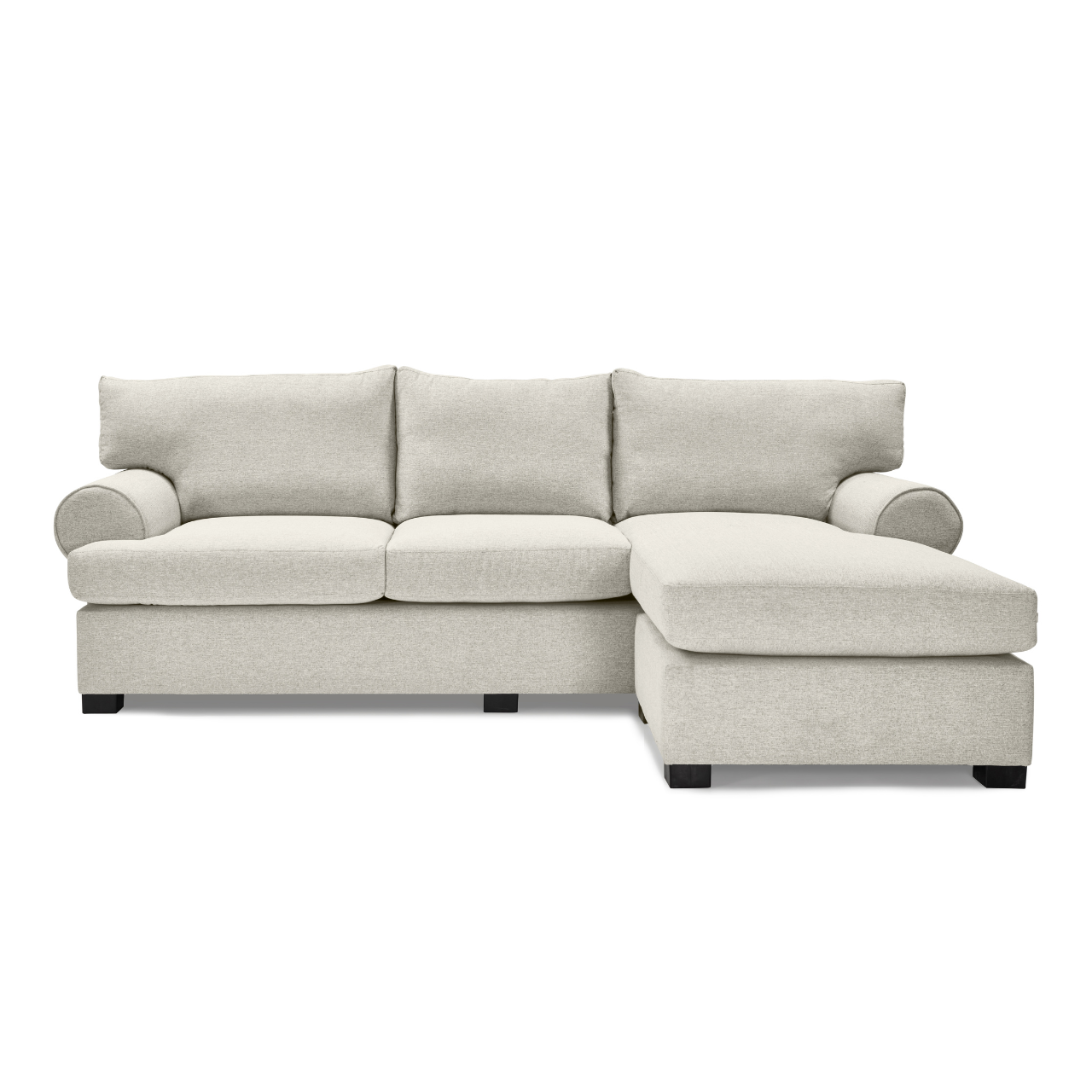 Stylish Isabella L-Shaped Daybed with classic round arms, customizable in various colours.
