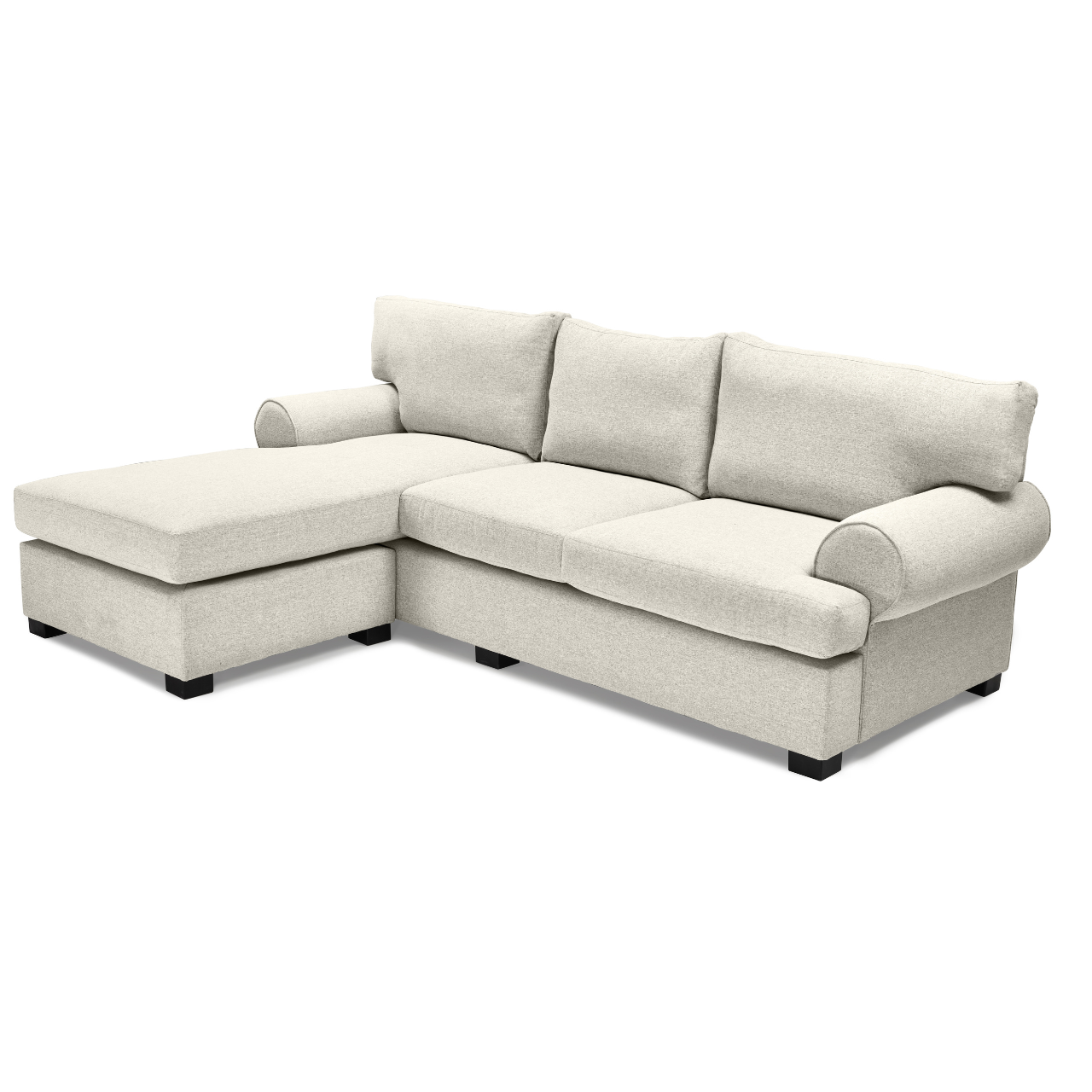 Stylish Isabella L-Shaped Daybed with classic round arms, customizable in various colours.