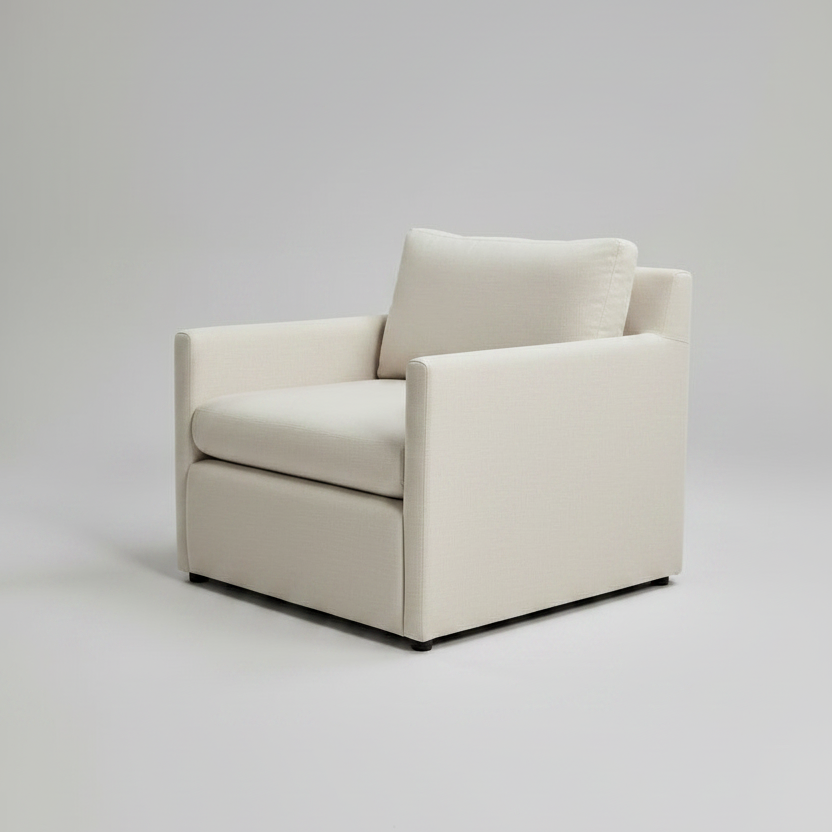 White armchair on a light gray background