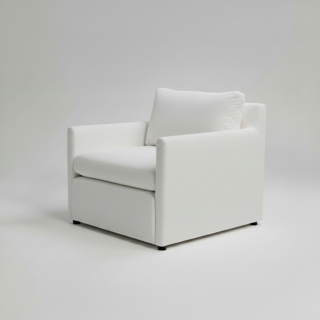 White armchair on a light gray background