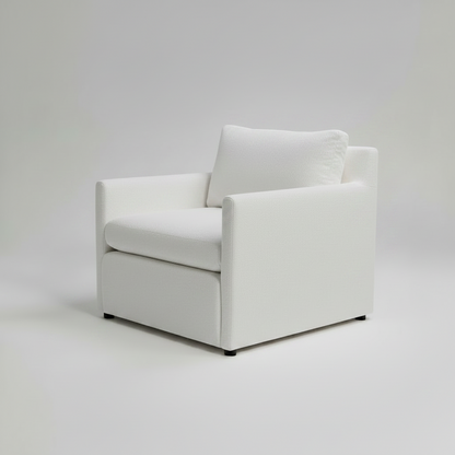 White armchair on a light gray background