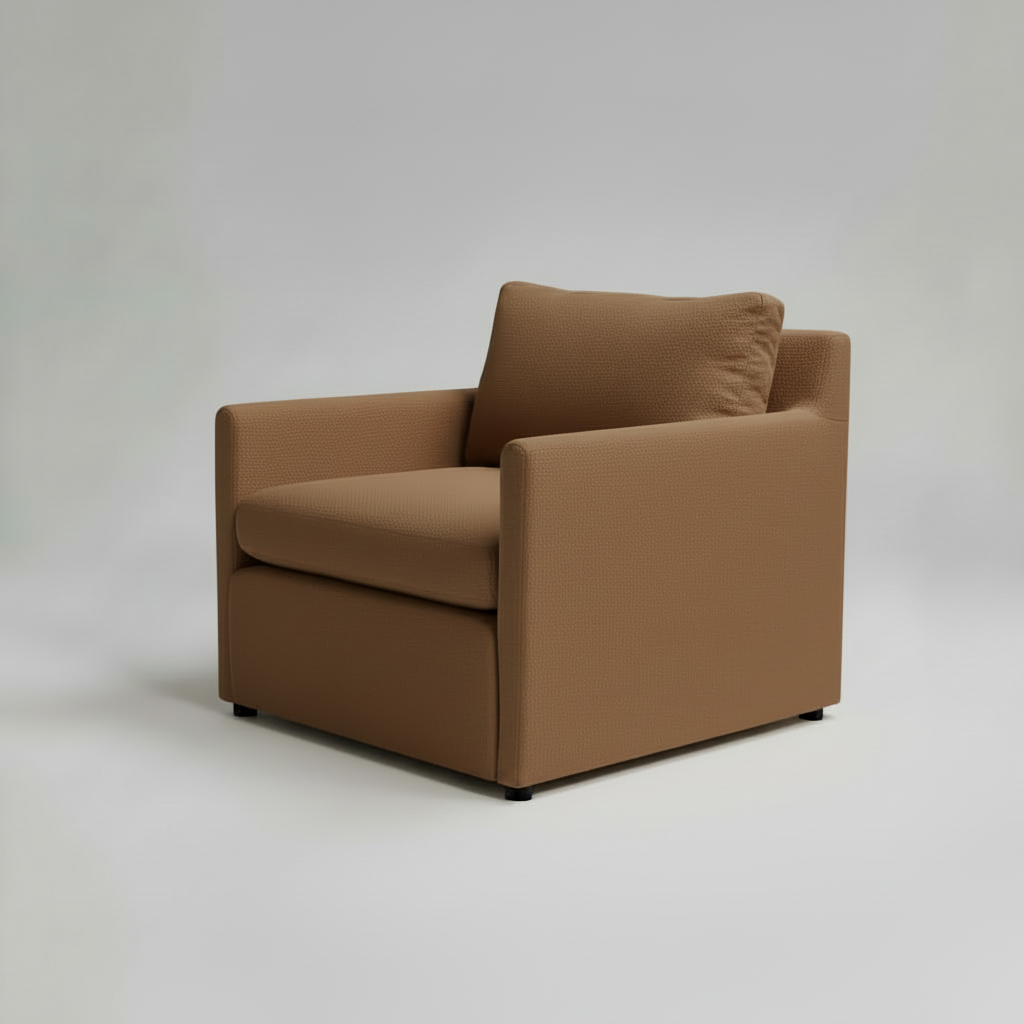 Orange armchair on a light gray background