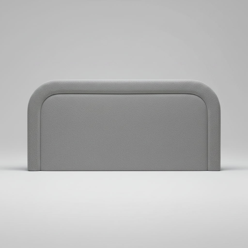 Beige upholstered headboard on a white background