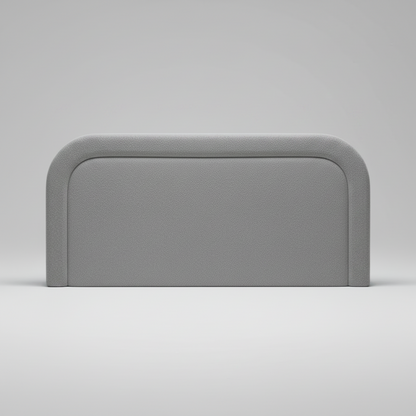 Beige upholstered headboard on a white background