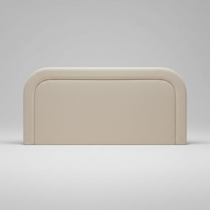 Beige upholstered headboard on a white background