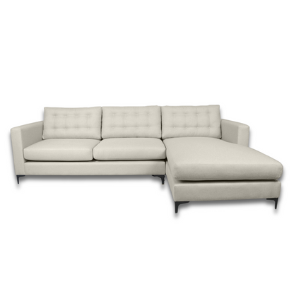 Stylish Lisa L-Shaped Daybed with button-detailed cushions and customizable upholstery.