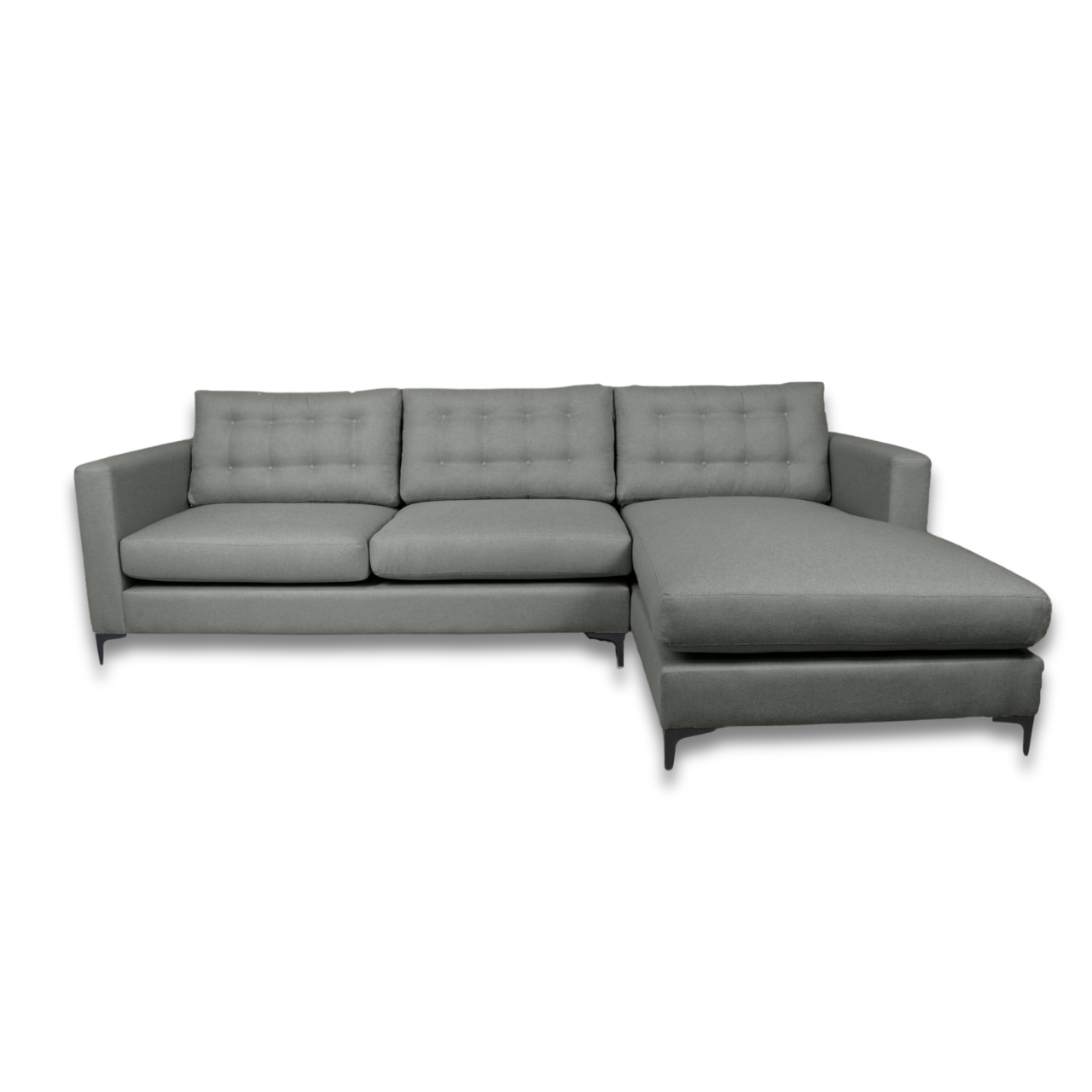 Modern Lisa L-Shaped Daybed with button accents, ideal for contemporary living rooms.