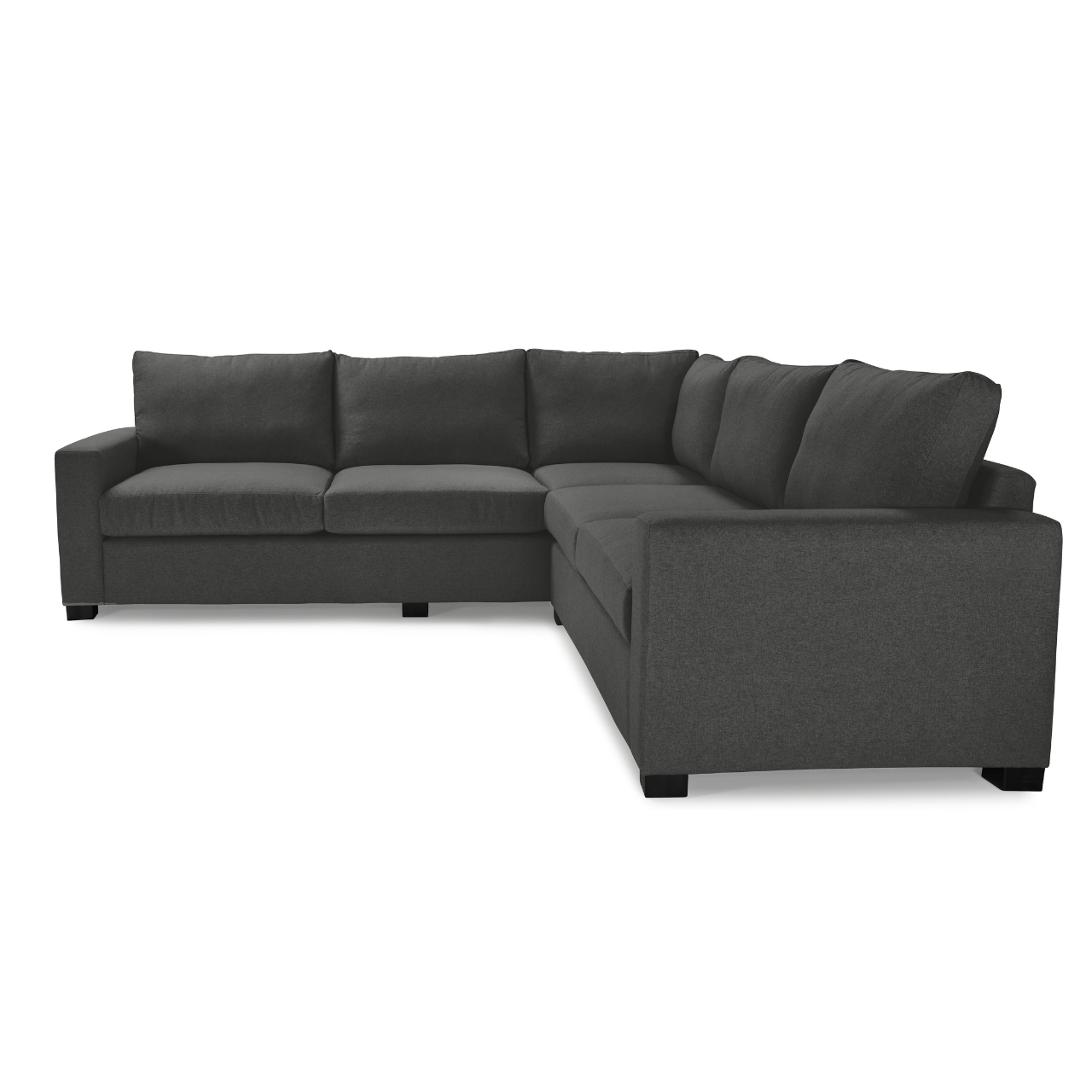Sleek Mexico L-Shaped Corner Couch with thin arms, customizable in various fabrics and colours.