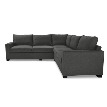 Sleek Mexico L-Shaped Corner Couch with thin arms, customizable in various fabrics and colours.