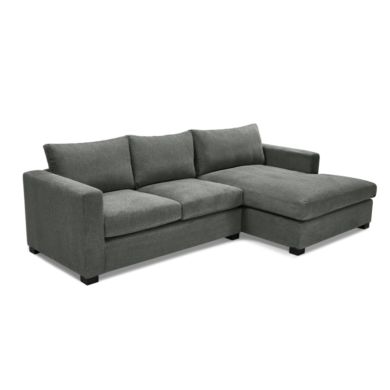  Modern Mexico Daybed featuring an L-shape and universal daybed, customizable in various upholstery fabrics shown in charcoal.a