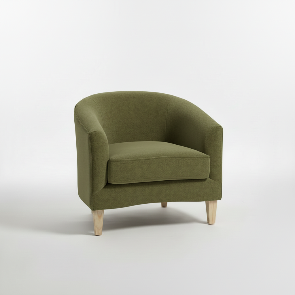Green armchair on a white background