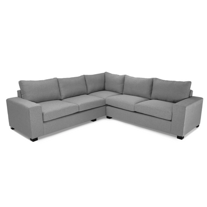 Peter L-Shaped Corner Couch with bold square arms, offering modern and stylish seating.