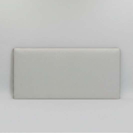 Headboard with leather detail on a light grey background