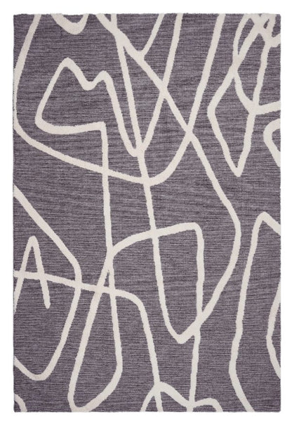 Sketchy Slate abstract grey area rug
