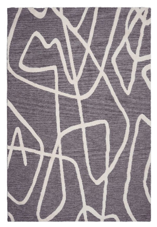Sketchy Slate abstract grey area rug