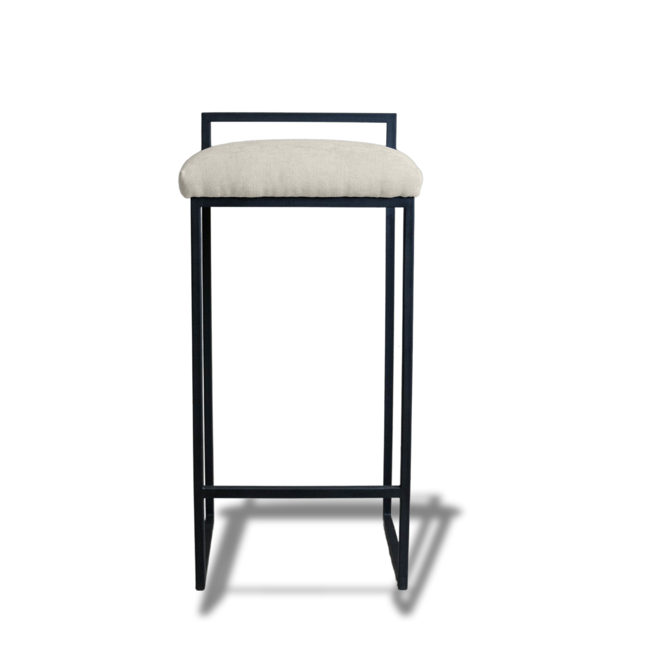 Sahara bar and kitchen counter-height chair with steel frame and customizable upholstered seat.