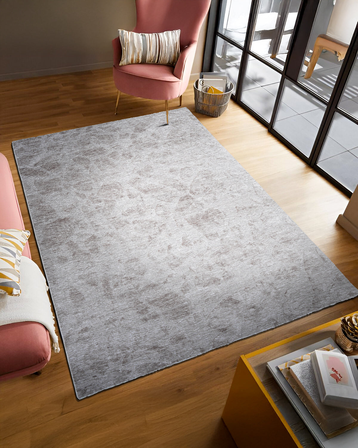 Vesta Slate rug styled in a living room