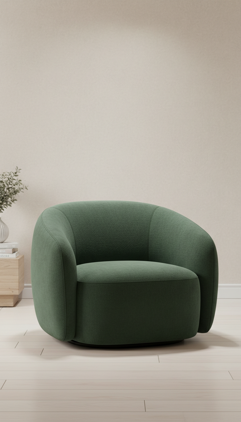 Boucle Accent Chair in Deep Forest Green