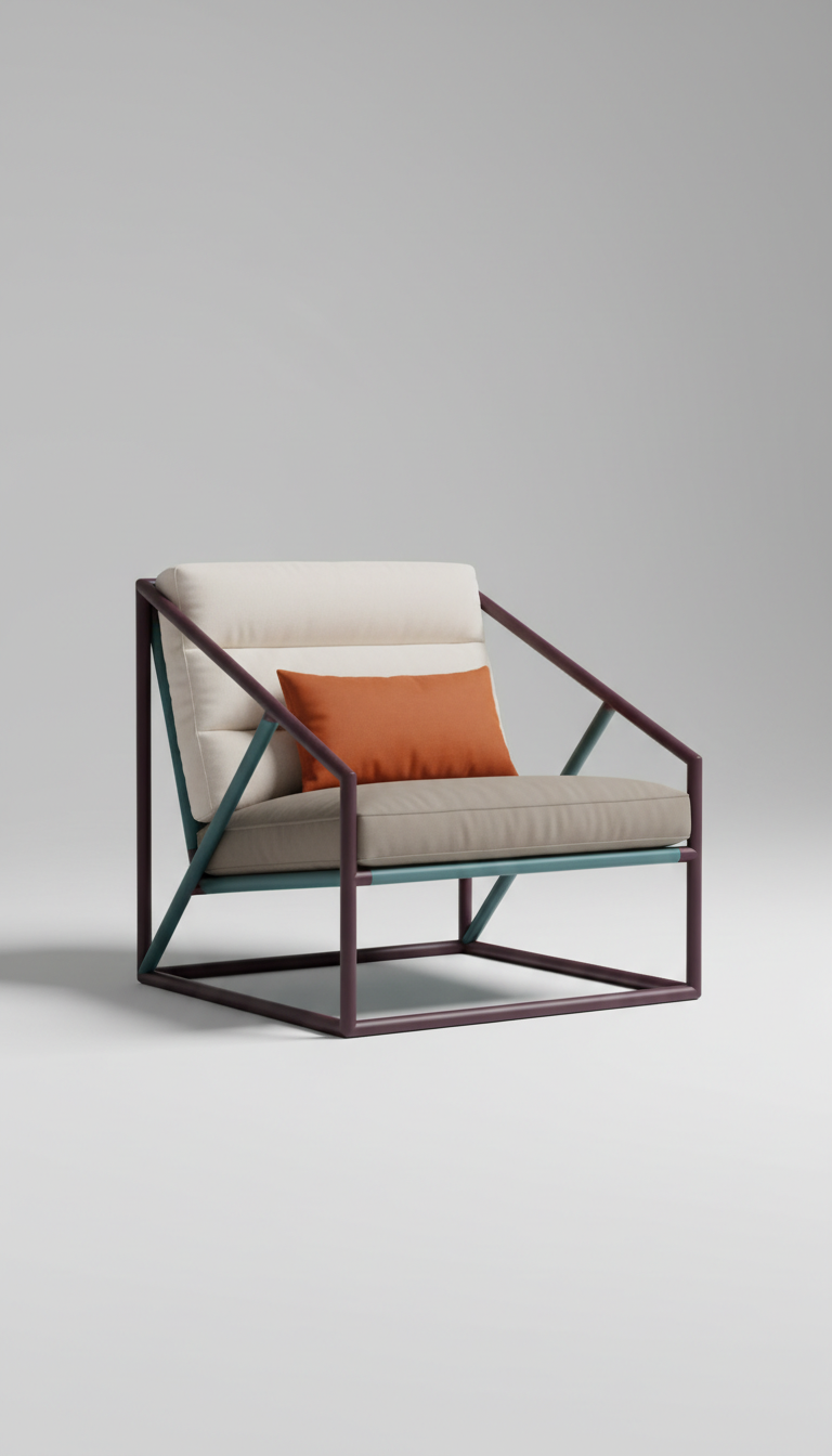 Geometric metal-framed lounge chair