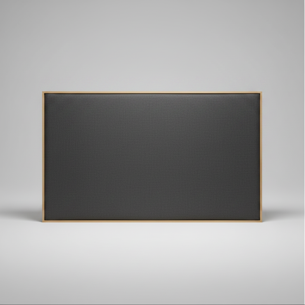 Black headboard with a oak wooden frame 