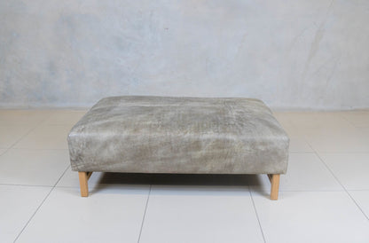 Scandi Ottoman Bench with oak legs and upholstered top.