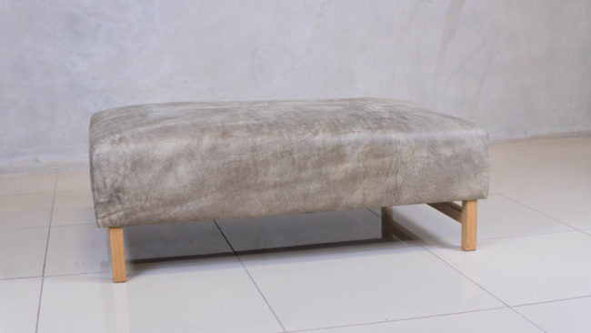 Scandi Ottoman Bench with oak legs and upholstered top.