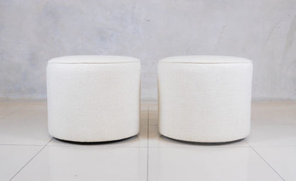 Small Shaun Ottoman with custom fabric upholstery.